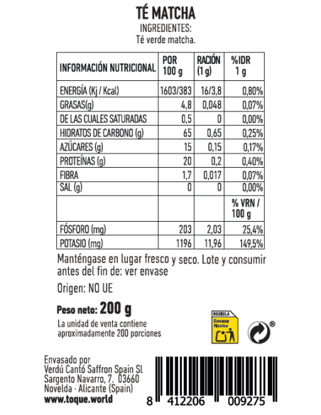 Matcha Latte Seasoning 200g TOQUE Horeca