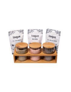 especiero bambu 3 tarros con sales gourmet cocina